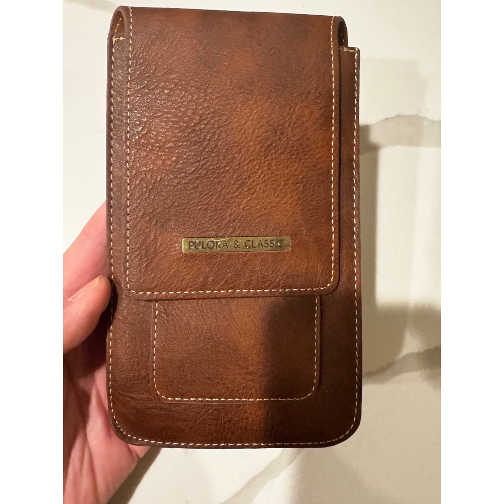 PLOKA & CLASSIC Brown Faux Leather Phone Pouch Belt Clip Card Holder